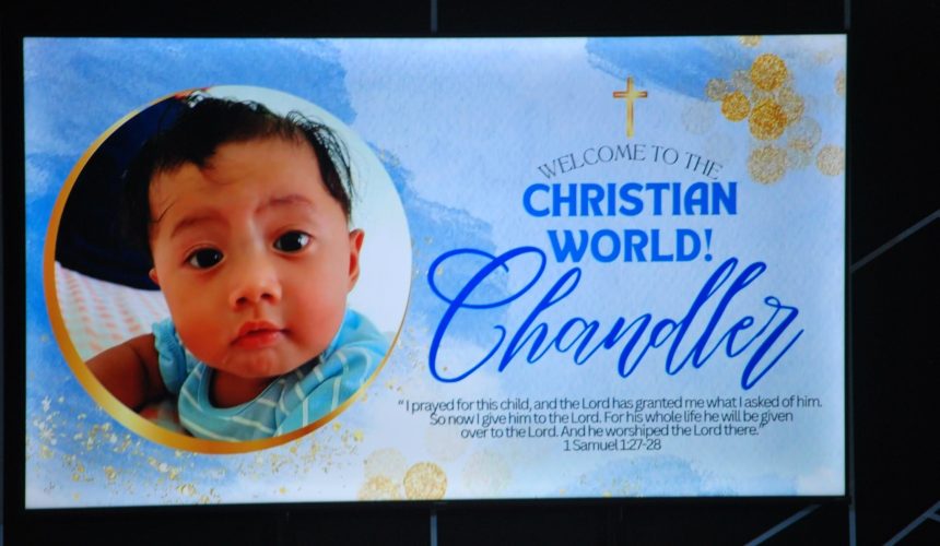 Celebrating little Chandler’s arrival!  A precious gift from God, welcomed into the Christian world.